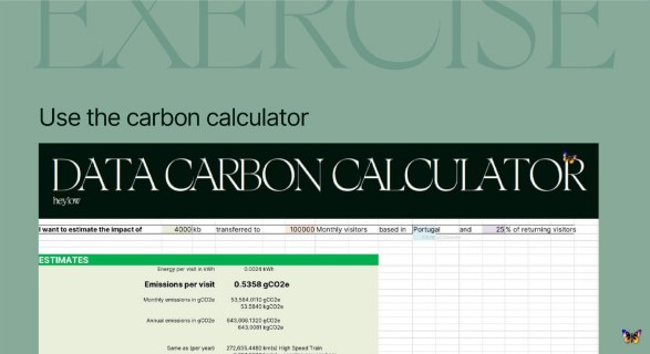A slide from the deck showing the carbon calculator