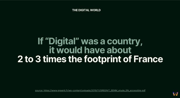 A slide from the deck talking about the impact of the digital world compared to the impact of France
